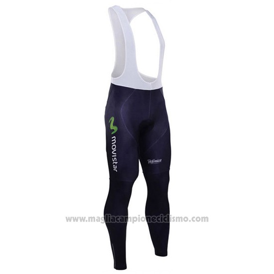 2016 Abbigliamento Ciclismo Movistar Bianco e Blu Manica Lunga e Salopette